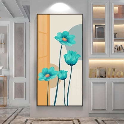 Elegant Blue Flowers Premium Acrylic Vertical Wall Art