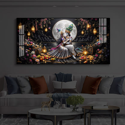 Generic Radha Krishna Romantic Modern Luxury Backlight Horizontal Wall Art