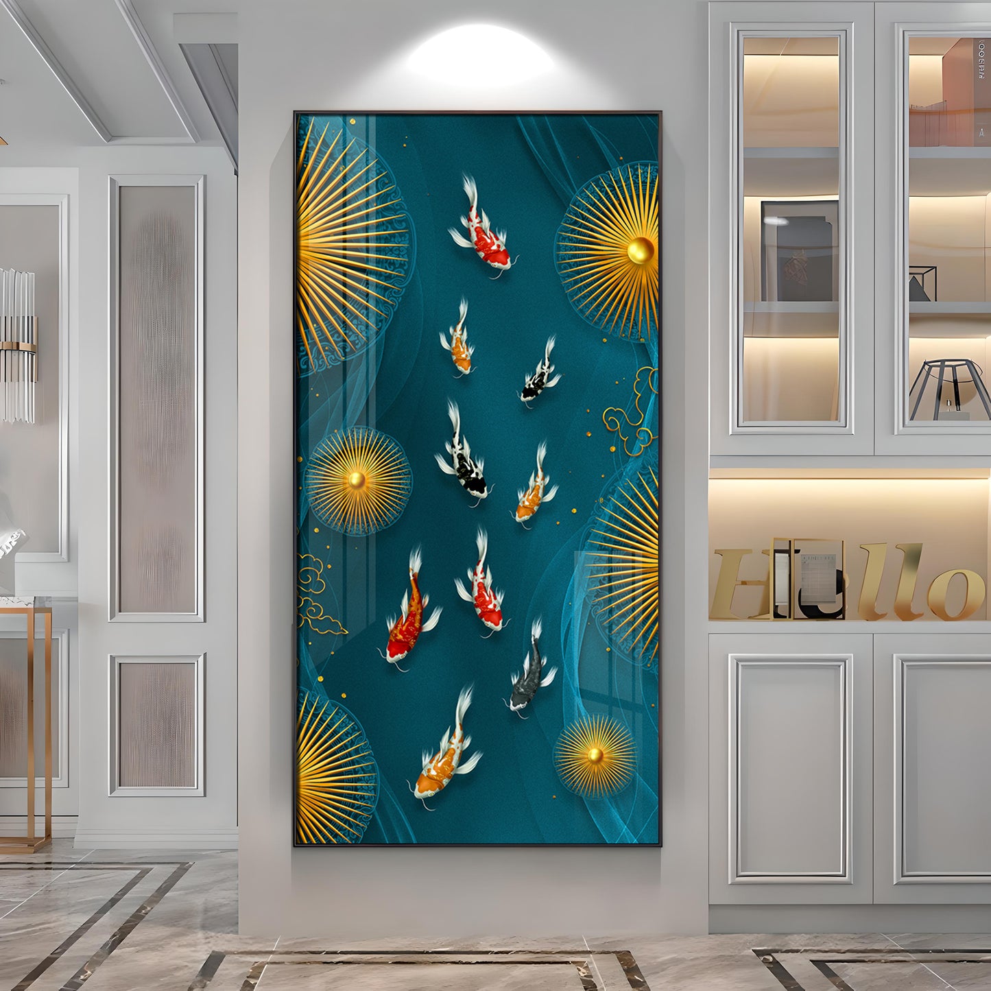 Feng Shui Koi Fish Premium Acrylic Vertical Wall Art