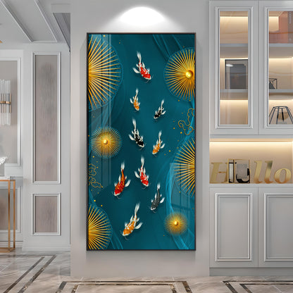 Feng Shui Koi Fish Premium Acrylic Vertical Wall Art