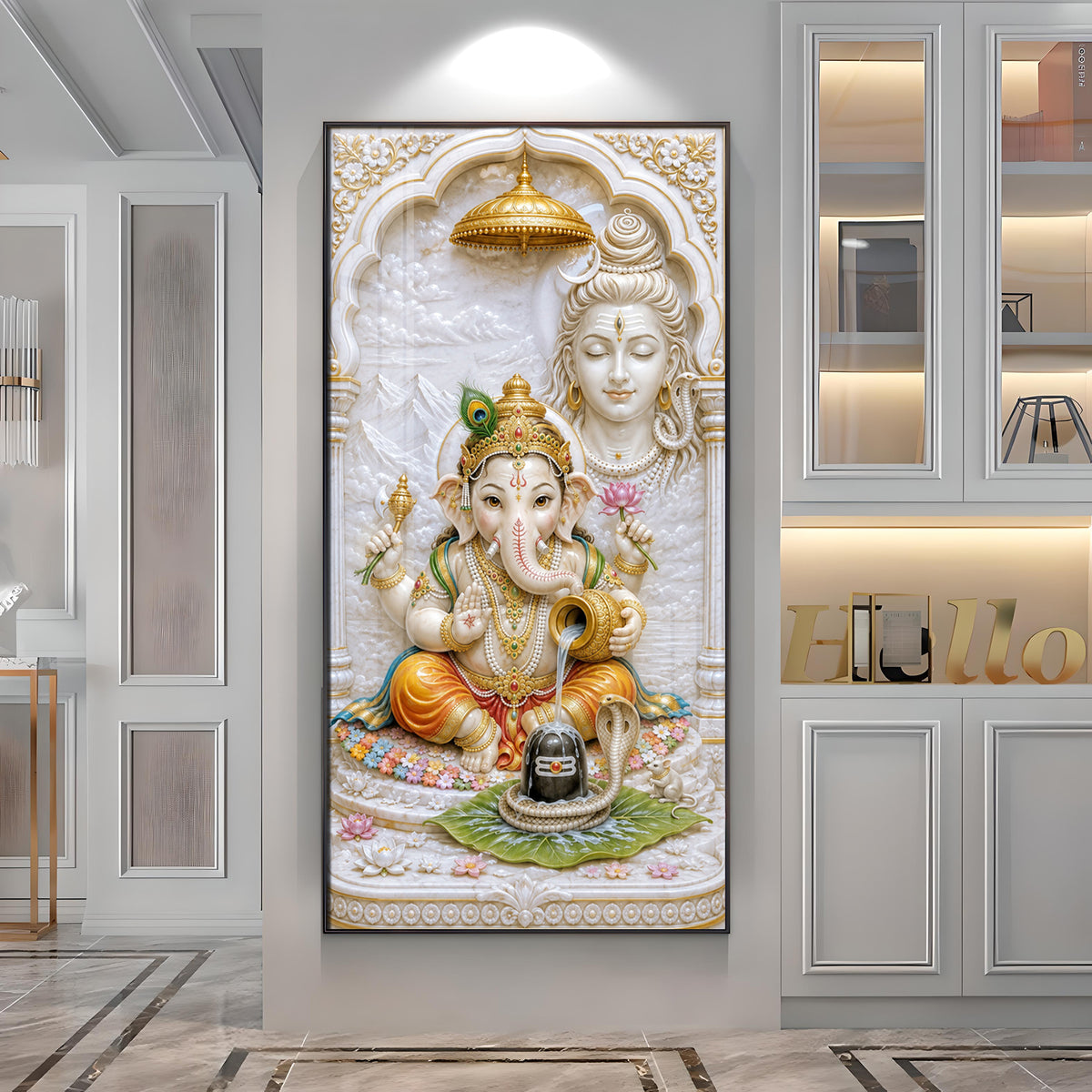 Lord Ganesha & Shiva Premium Acrylic Vertical Wall Art