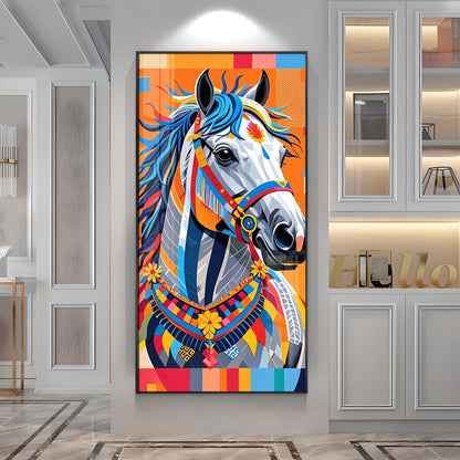 Multicolored Horse Premium Acrylic Vertical Wall Art