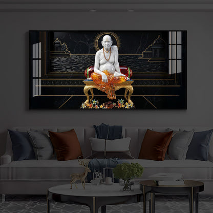 Swami Samarth Maharaj Modern Luxury Backlight Horizontal Wall Art