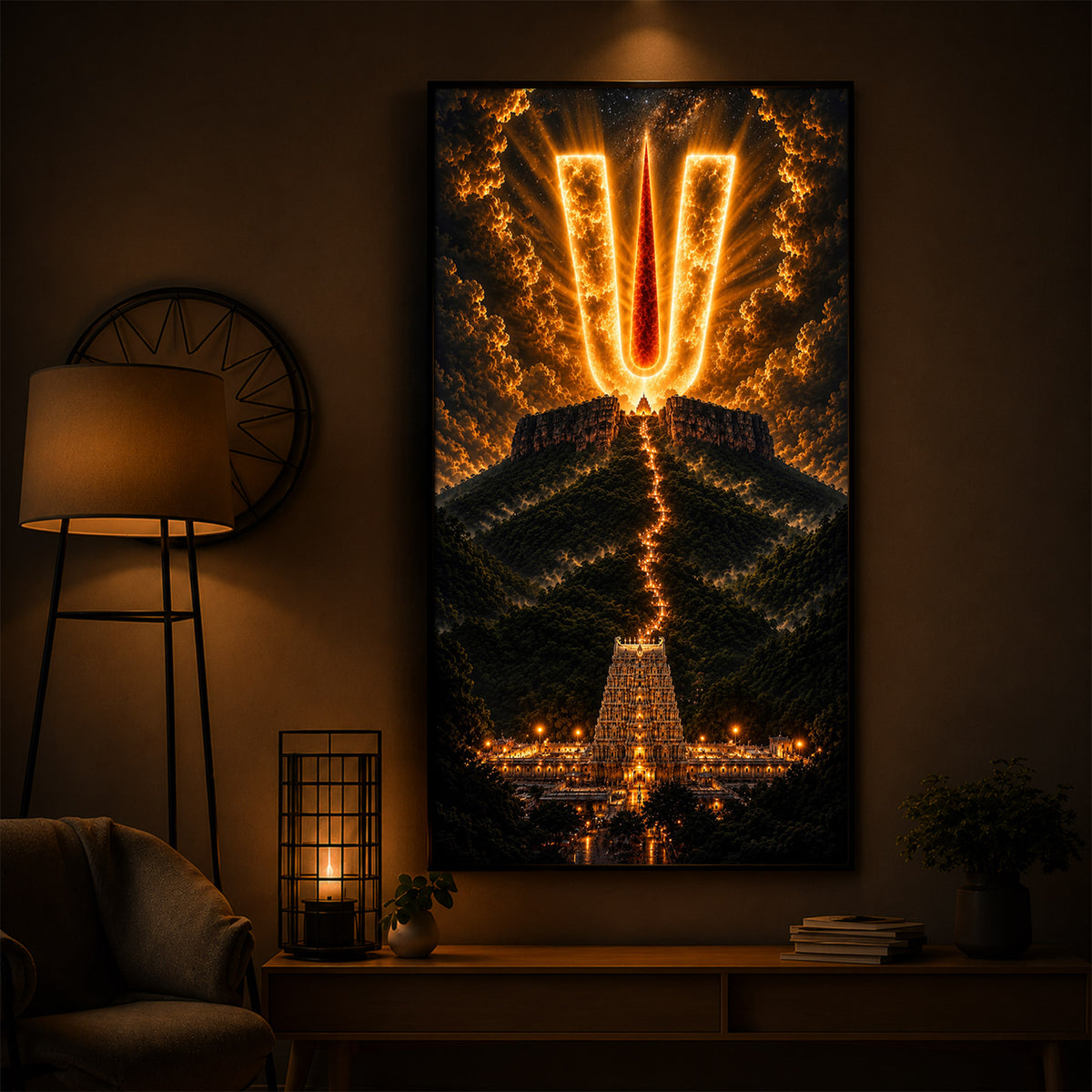 Spiritual Balaji Tilak Modern Luxury Backlight Vertical Wall Art