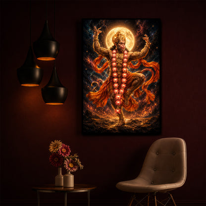 Dancing Hanuman Modern Luxury Backlight Vertical Wall Art