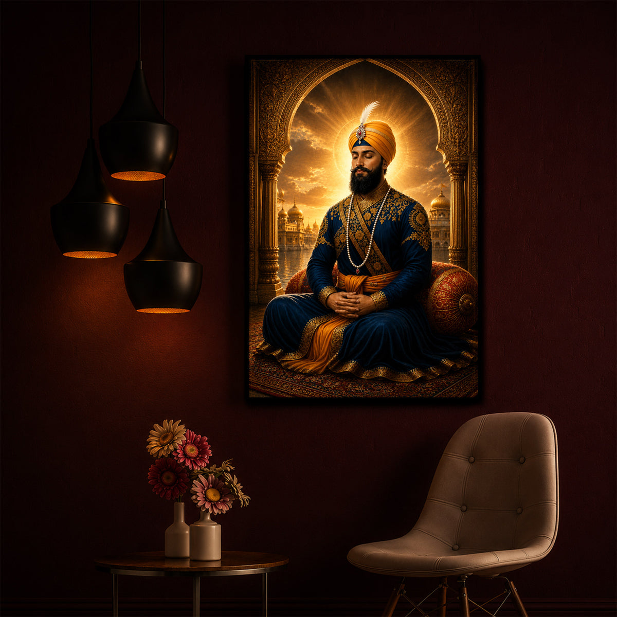 Majestic Guru Gobind Singh Ji Modern Luxury Backlight Vertical Wall Art