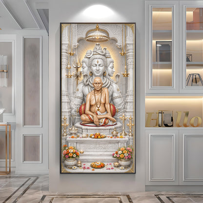 Swami Samarth With Mahadev Premium Acrylic Vertical Wall Art