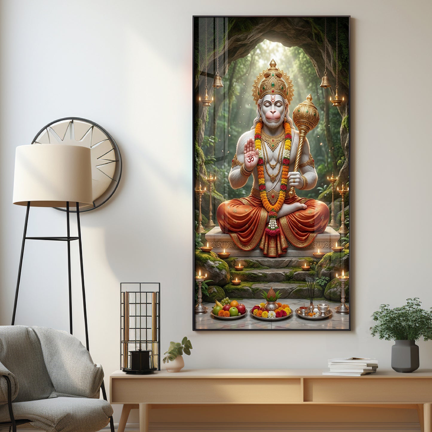 Divine God Hanuman Ji Premium Acrylic Vertical Wall Art