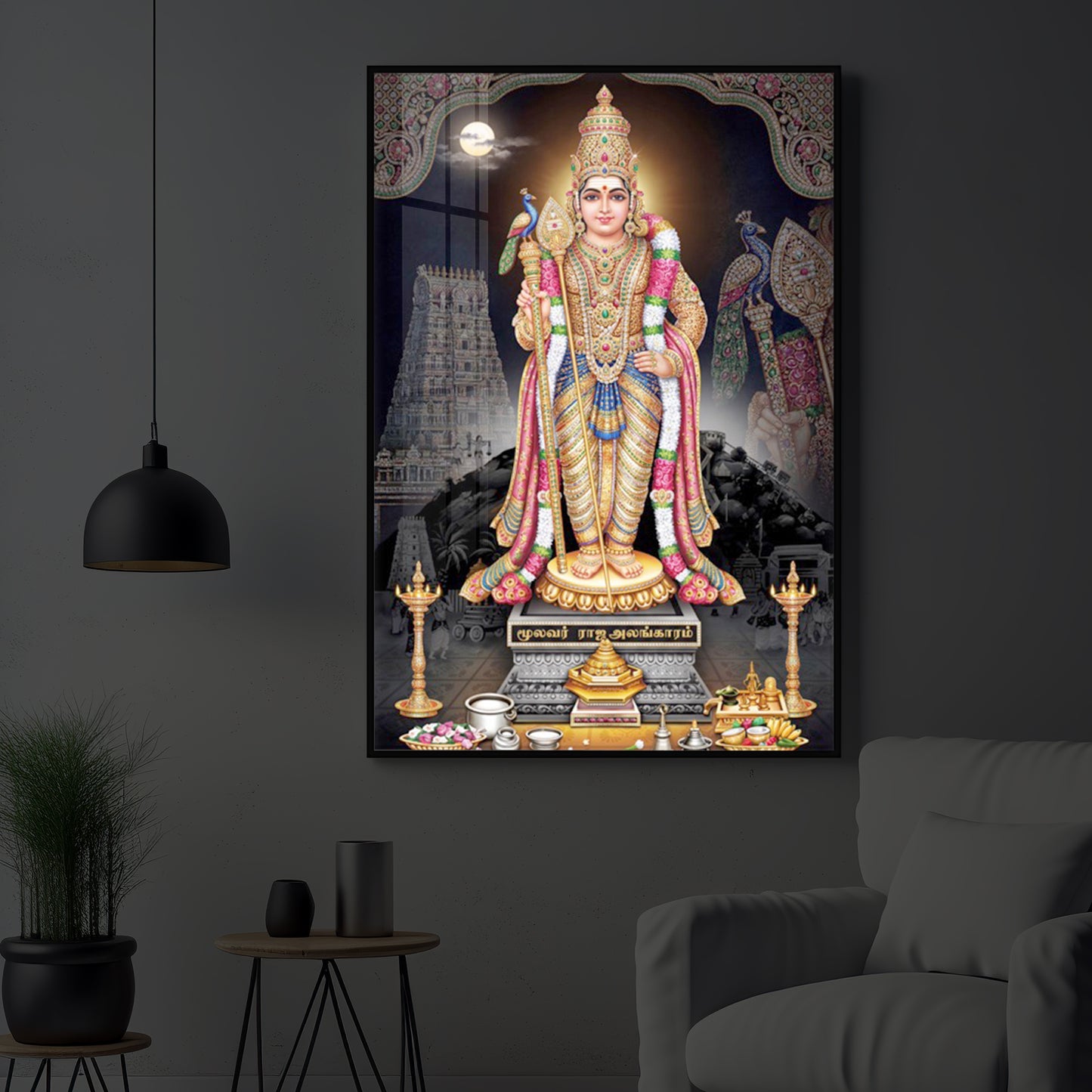 Lord Kartikeya Modern Luxury Backlight Vertical Wall Art