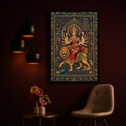 Placid Devi Durga Modern Luxury Backlight Vertical Wall Art