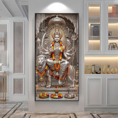 Divine Goddess Maa Durga Premium Acrylic Vertical Wall Art