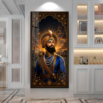 Guru Gobind Singh Ji Royal Blue Attire Premium Acrylic Vertical Wall Art