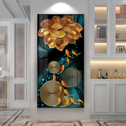 Golden Serenity Blossom Premium Acrylic Vertical Wall Art