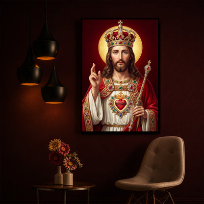 Holy God Christ The King Jesus Modern Luxury Backlight Vertical Wall Art