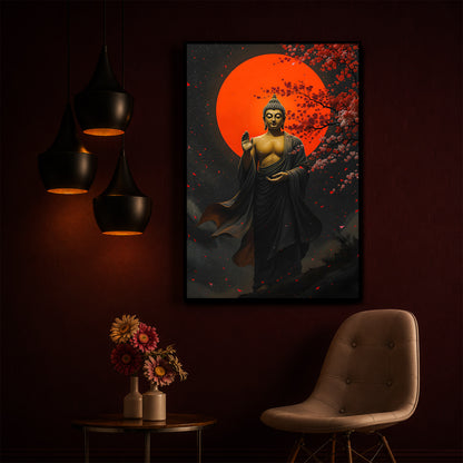 Gautam Buddh Modern Luxury Backlight Vertical Wall Art
