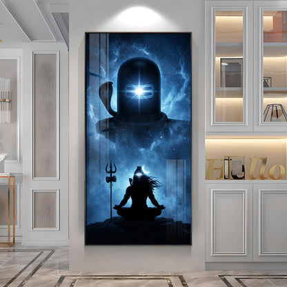 Mahadev in Deep Meditation Premium Acrylic Vertical Wall Art