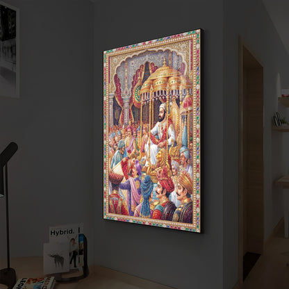 Darbar of Chhatrapati Shivaji Maharaj Modern Luxury Backlight Vertical Wall Art