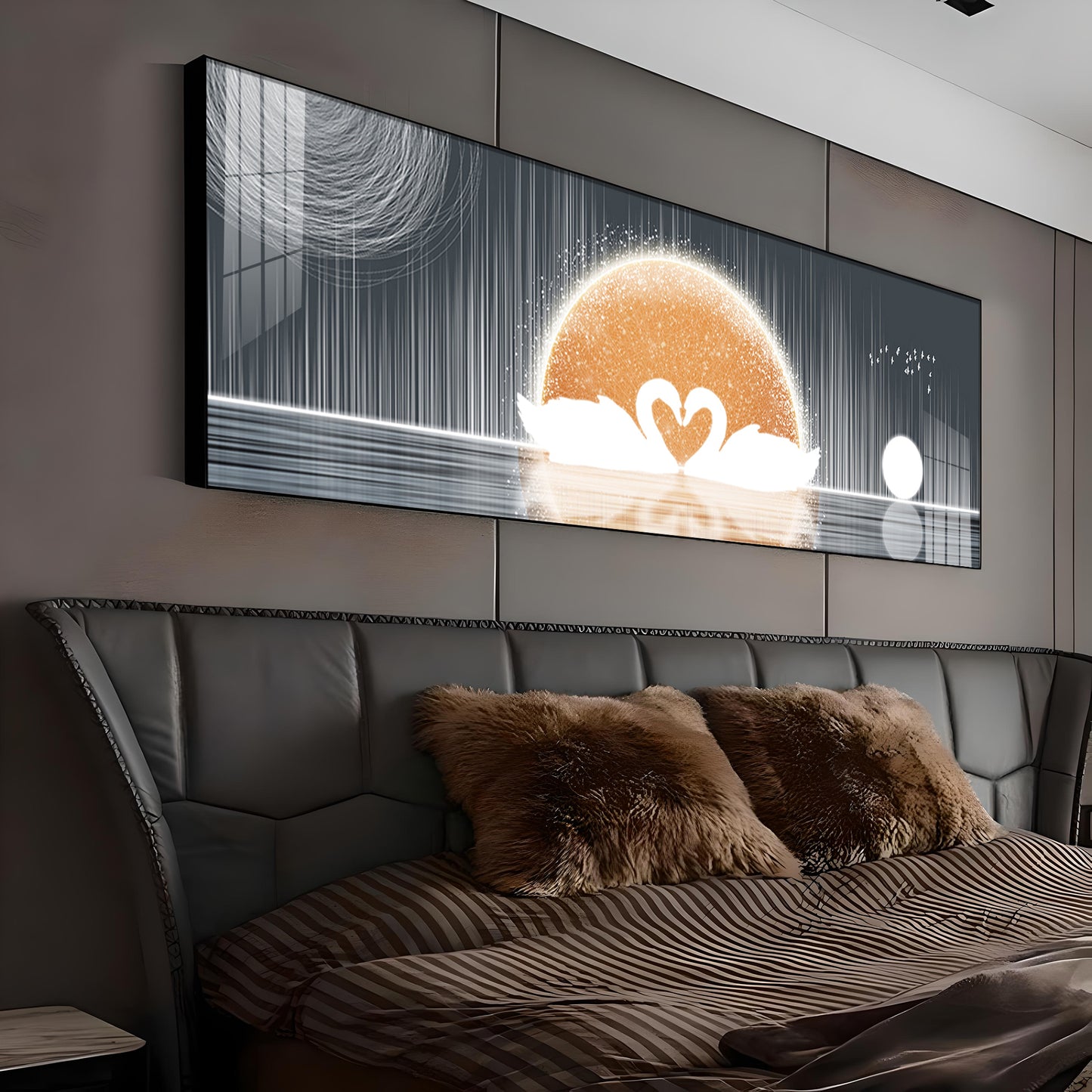 Serene Swanscape Premium Acrylic Horizontal Wall Art