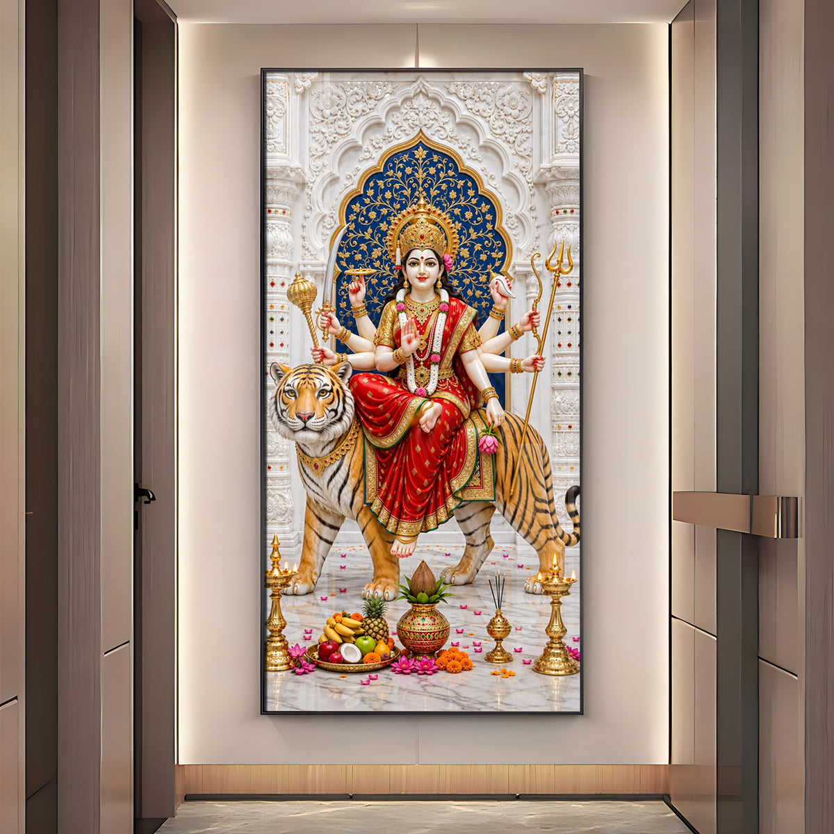 Elegant Durga Mata Premium Acrylic Vertical Wall Art