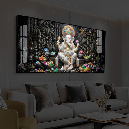 Divine Lord Ganesha Modern Luxury Backlight Horizontal Wall Art