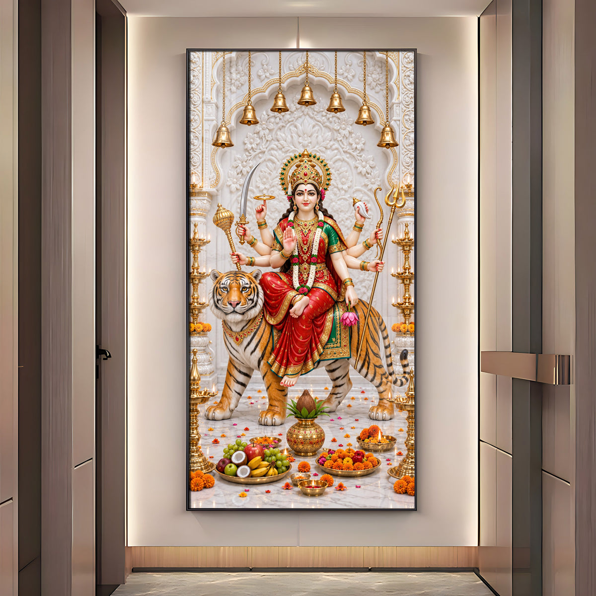 Holy Durga Mata Premium Acrylic Vertical Wall Art