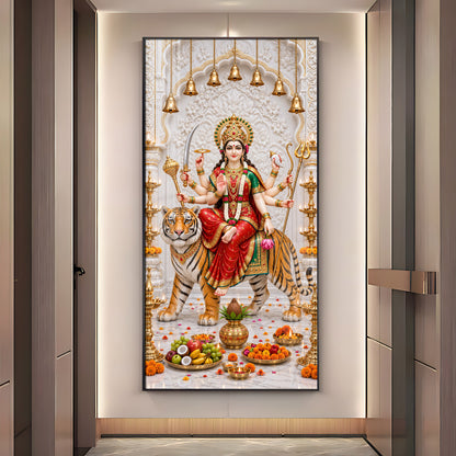 Holy Durga Mata Premium Acrylic Vertical Wall Art