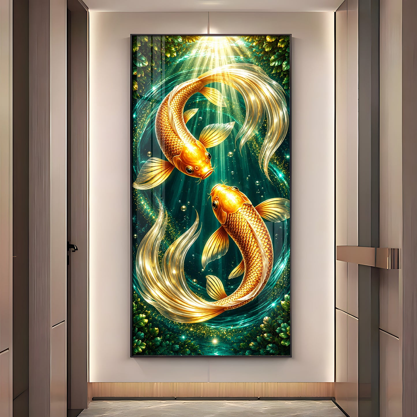 Beautiful Pair Of Koi Fish Premium Acrylic Vertical Wall Art