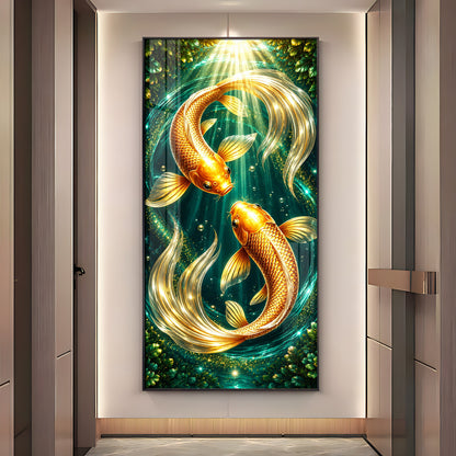 Beautiful Pair Of Koi Fish Premium Acrylic Vertical Wall Art