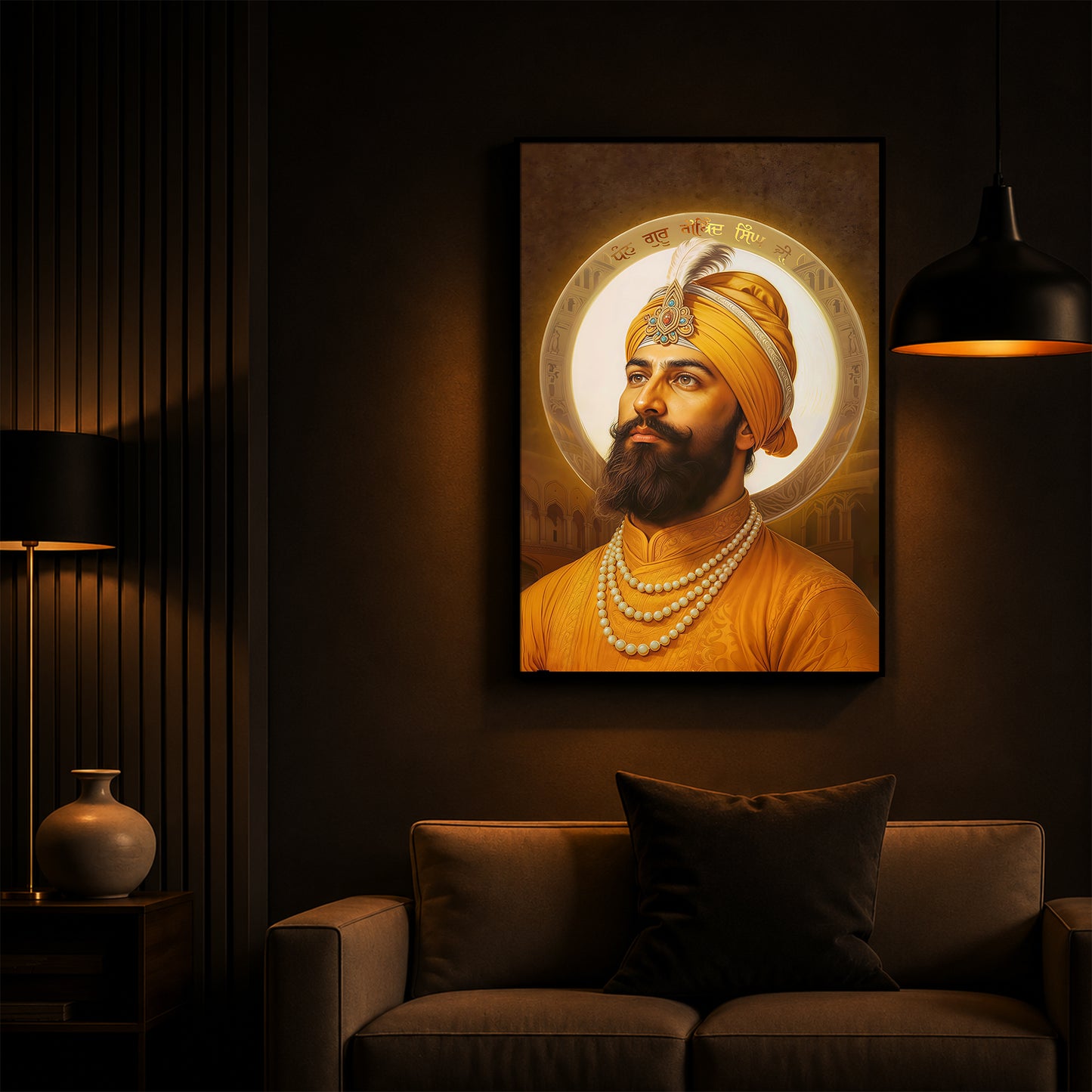Guru Govind Singh Ji Modern Luxury Backlight Vertical Wall Art