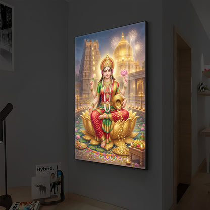 Lakshmi Ji Modern Luxury Backlight Vertical Wall Art