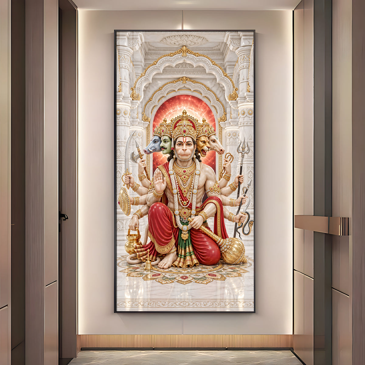 Panchmukhi Hanumanji Premium Acrylic Vertical Wall Art