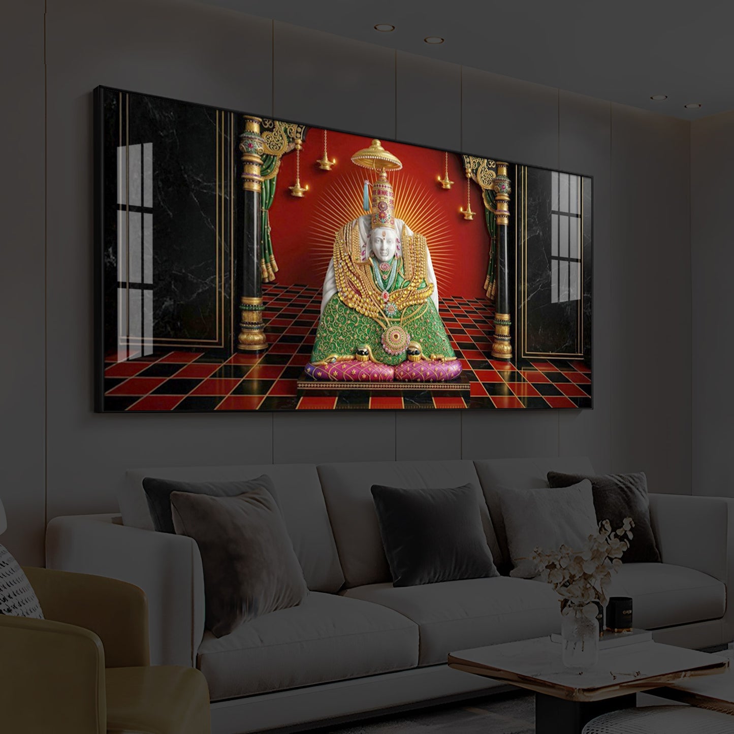 Shri Tulja Bhavani Modern Luxury Backlight Horizontal Wall Art