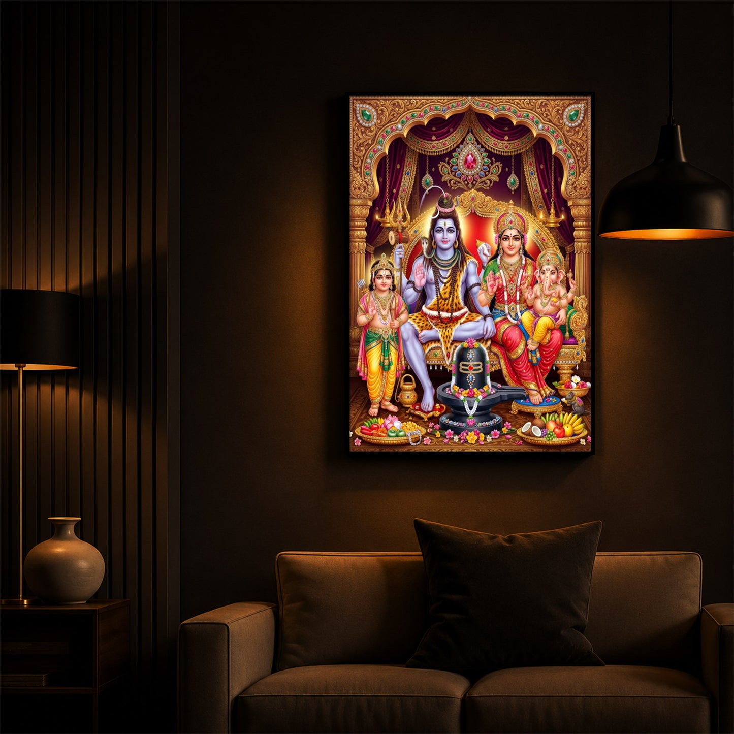 Namah Shivay Modern Luxury Backlight Vertical Wall Art