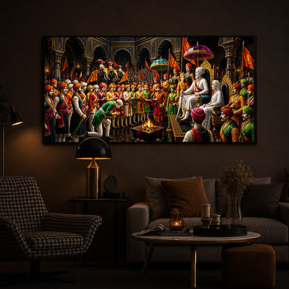 Chhatrapati Shivaji Maharaj Raj Darbar Modern Luxury Backlight Horizontal Wall Art