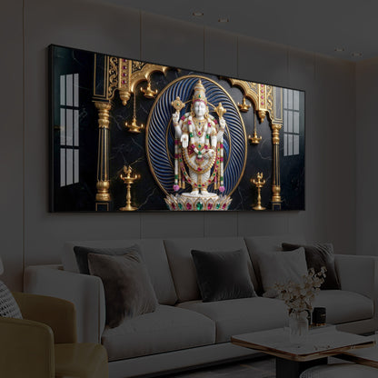 Lord Tirupati Balaji Modern Luxury Backlight Horizontal Wall Art