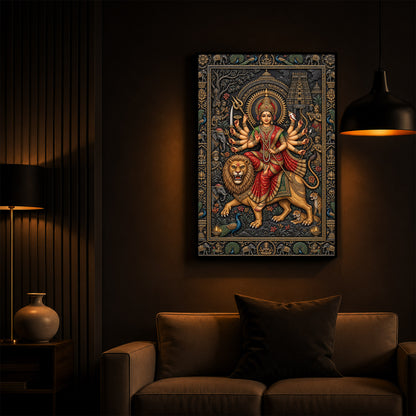 Placid Devi Durga Modern Luxury Backlight Vertical Wall Art