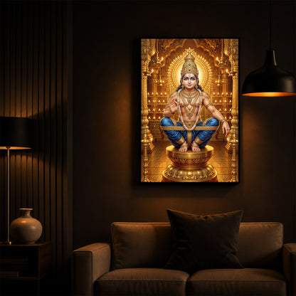 Ayyappan Swamy Modern Luxury Backlight Vertical Wall Art