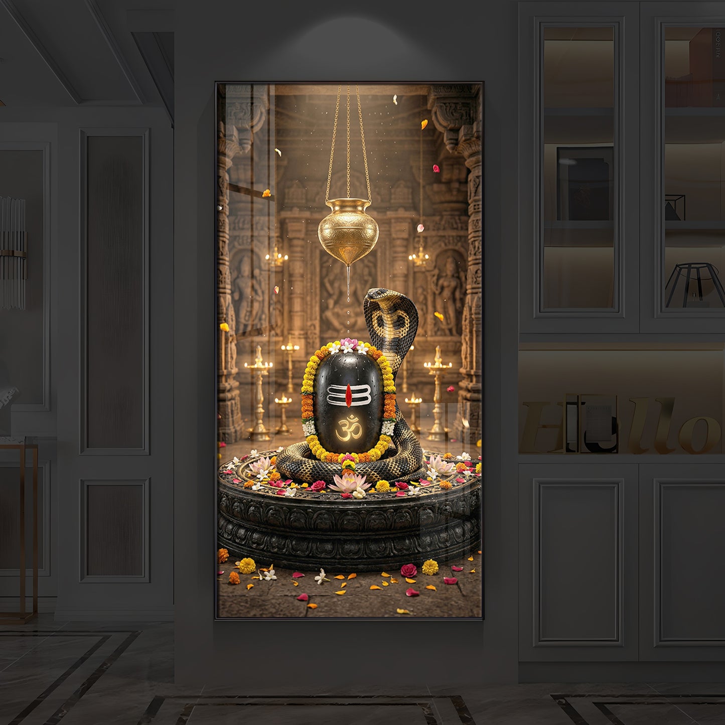 Om Namah Shivayah Modern Luxury Backlight Vertical Wall Art