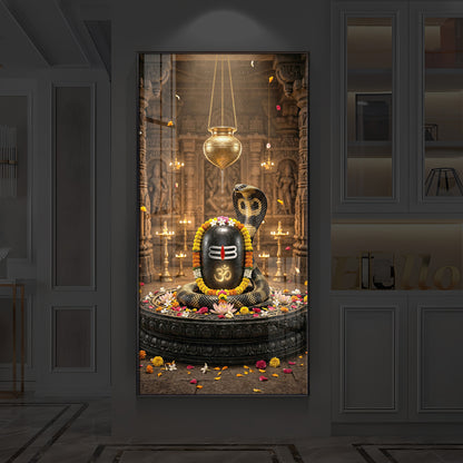 Om Namah Shivayah Modern Luxury Backlight Vertical Wall Art
