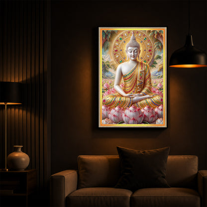 Divine Buddha Harmony Modern Luxury Backlight Vertical Wall Art