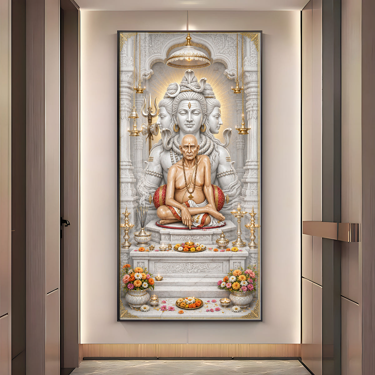 Swami Samarth With Mahadev Premium Acrylic Vertical Wall Art