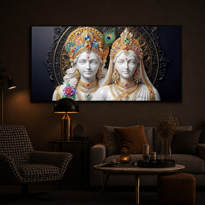 Generic Radha Krishna Modern Luxury Backlight Horizontal Wall Art