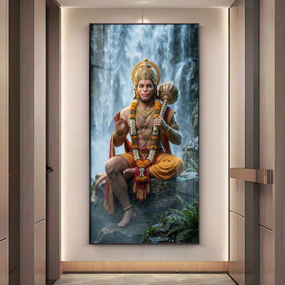 Hanuman Ji At The Water's Edge Premium Acrylic Vertical Wall Art