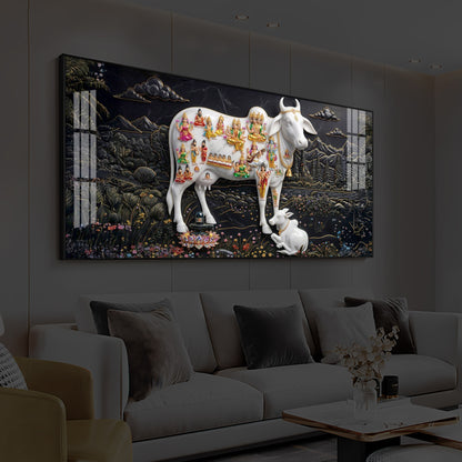 Decorative Kamdhenu Modern Luxury Backlight Horizontal Wall Art