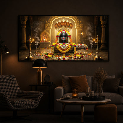 Mahadeva Shivling Modern Luxury Backlight Horizontal Wall Art