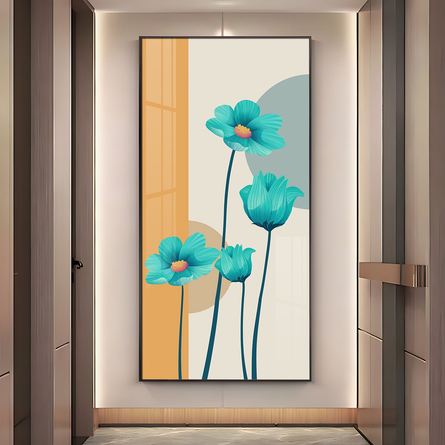 Elegant Blue Flowers Premium Acrylic Vertical Wall Art