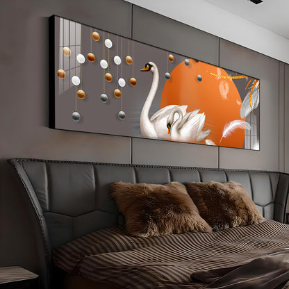 Graceful Couple Swan Premium Acrylic Horizontal Wall Art