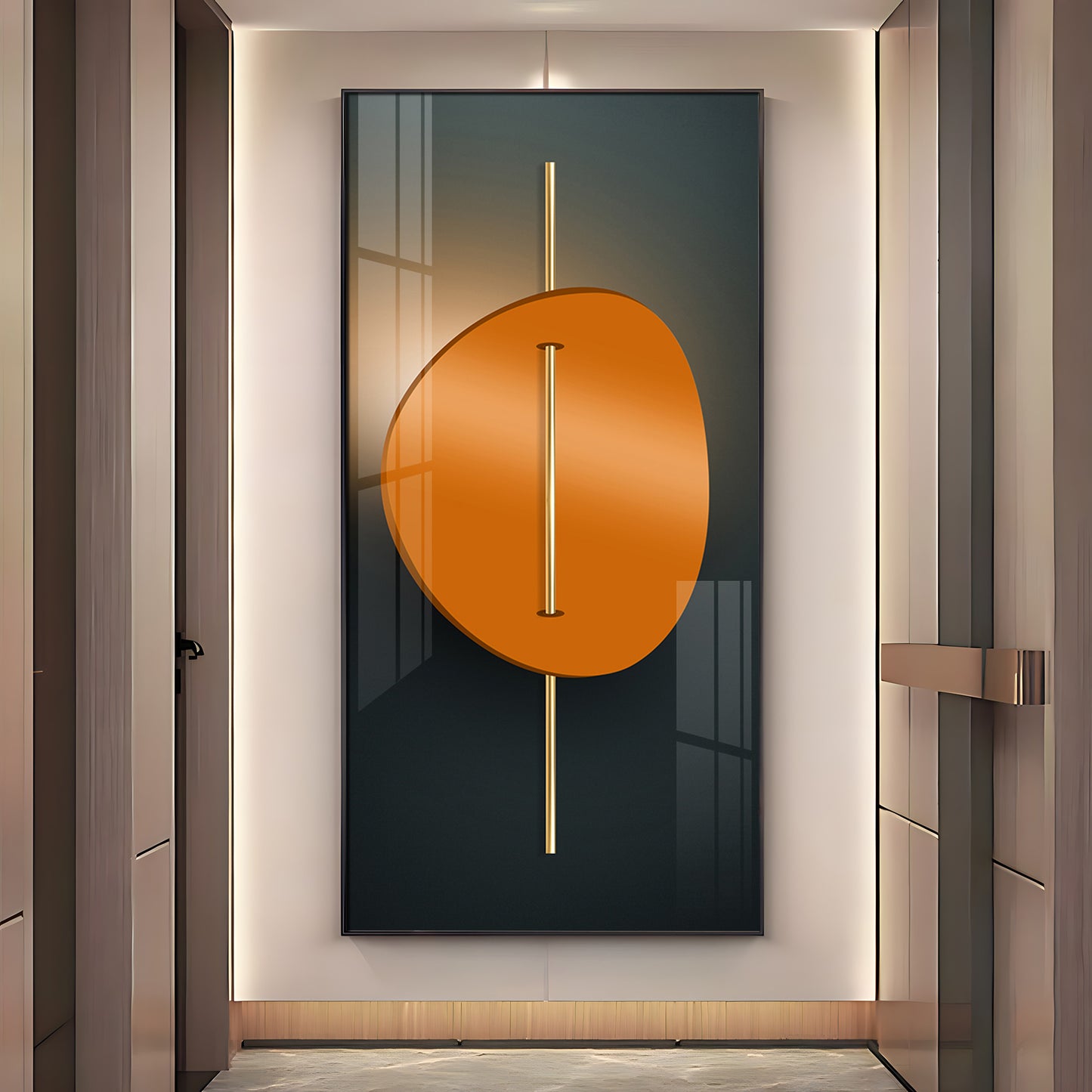 Abstract Orange Moon Premium Acrylic Vertical Wall Art