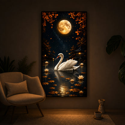 White Swan Modern Luxury Backlight Vertical Wall Art