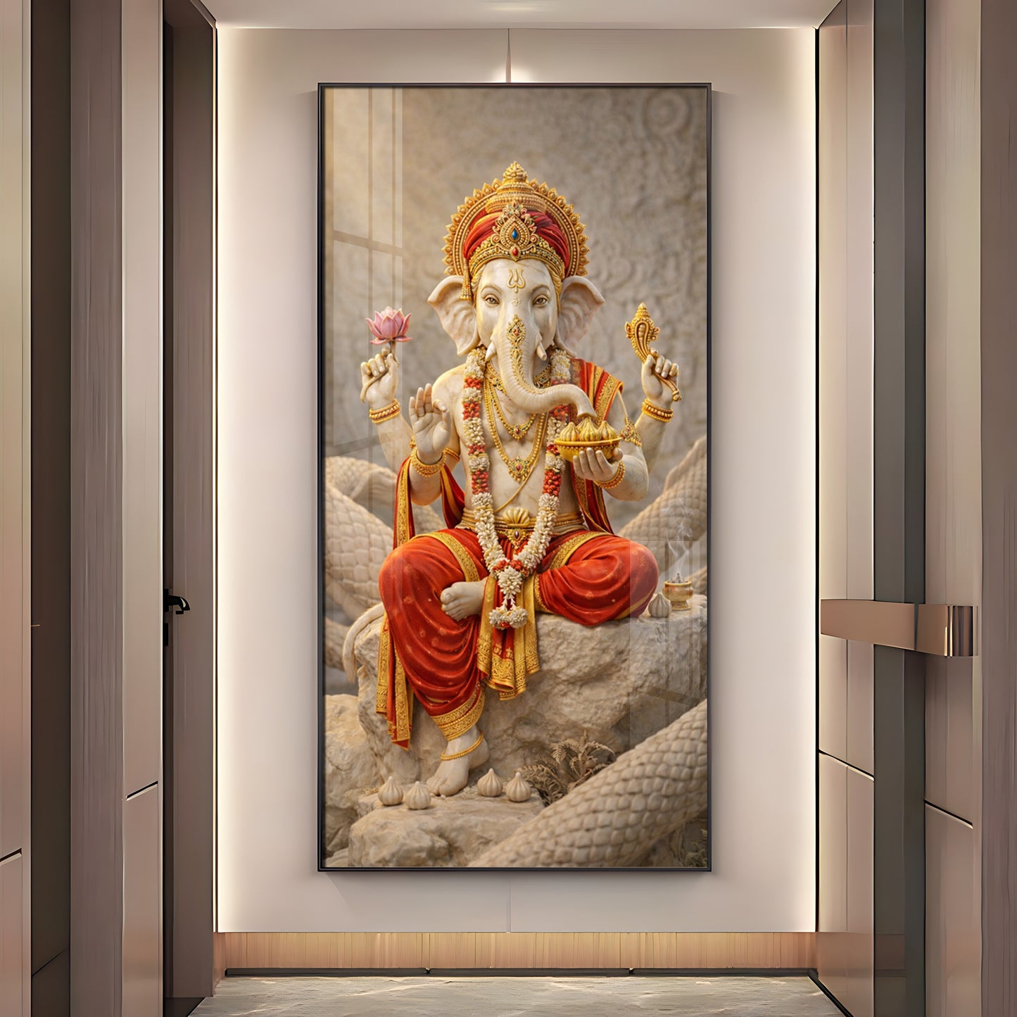 Divine Shree Ganesha Guardian Premium Acrylic Vertical Wall Art
